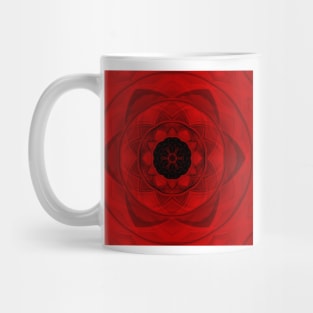 scarlet and red hexagonal floral fantasy kaleidoscopic design Mug